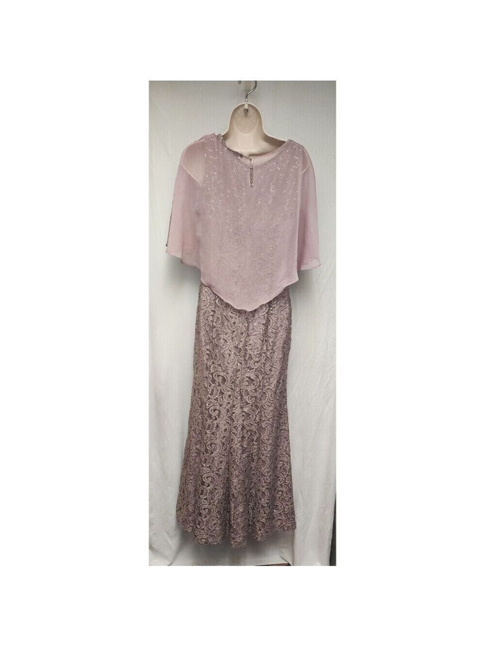 Davids Bridal IGNITE Evenings Sleeveless Sequin Lace Sheath Gown Dress Capelet 8 - Picture 8 of 11
